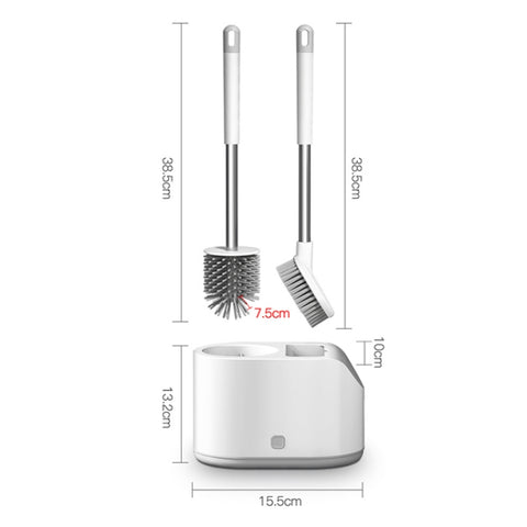 MT2 Silicone Double Brushs Head Toilet Brush Set, Landing Type, Wall-mount  Type