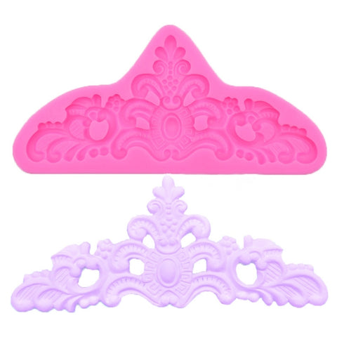 Retro Embossed Fondant Chocolate Cake Silicone Mold, Grey, Pink