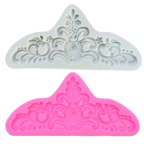 Retro Embossed Fondant Chocolate Cake Silicone Mold, Grey, Pink