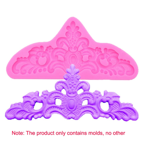Retro Embossed Fondant Chocolate Cake Silicone Mold, Grey, Pink