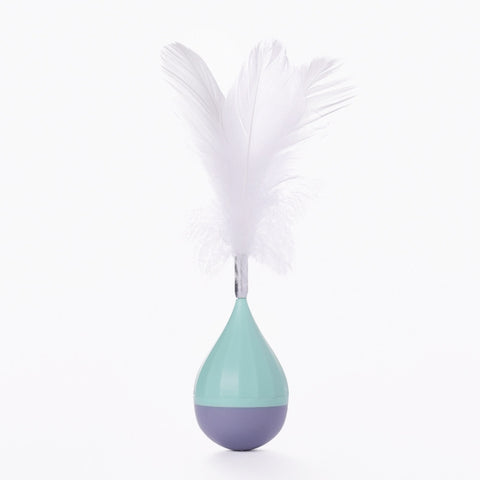 Cat Interactive Toy to Relieve Boredom Feather Tumbler Amusing Cat Stick, Green+Gray, White+Pink