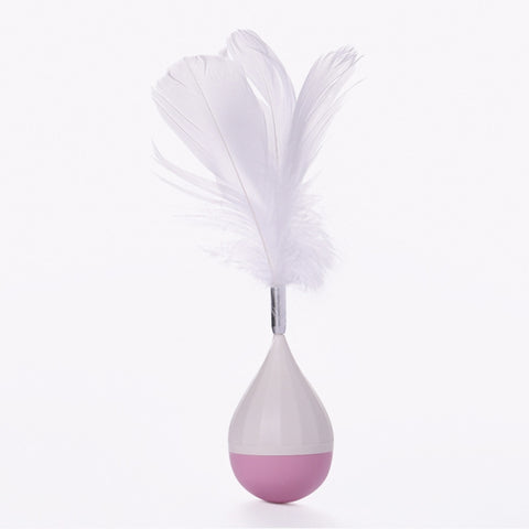 Cat Interactive Toy to Relieve Boredom Feather Tumbler Amusing Cat Stick, Green+Gray, White+Pink