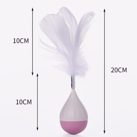 Cat Interactive Toy to Relieve Boredom Feather Tumbler Amusing Cat Stick, Green+Gray, White+Pink
