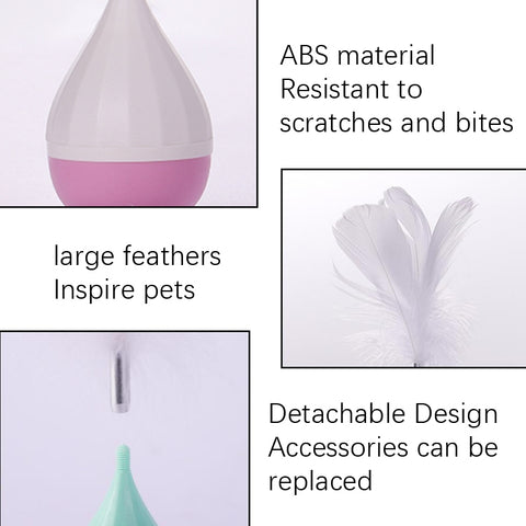 Cat Interactive Toy to Relieve Boredom Feather Tumbler Amusing Cat Stick, Green+Gray, White+Pink