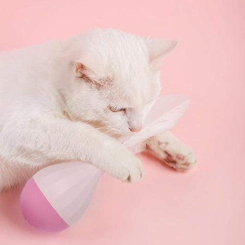 Cat Interactive Toy to Relieve Boredom Feather Tumbler Amusing Cat Stick, Green+Gray, White+Pink