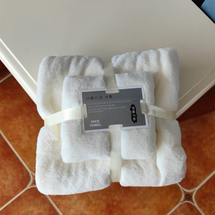 Bath Towel + Towel Set Can Wear Coral Fleece Beach Towel, White, Pink, Blue, Brown, Cyan