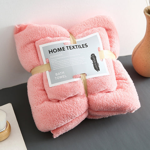 Bath Towel + Towel Set Can Wear Coral Fleece Beach Towel, White, Pink, Blue, Brown, Cyan