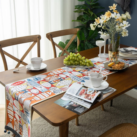 Home Chenille Polyester Tassel Table Runner, 33x140cm, 33x160cm, 33x180cm, 33x200cm, 33x220cm, 33x260cm, 33x300cm, 33x240cm
