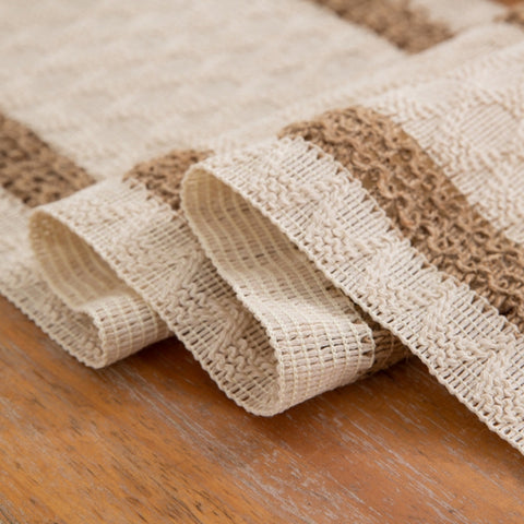 Cotton and Linen Woven Colorblock Tassel Striped Rhombus Table Runner, 30x120cm, 30x140cm, 30x160cm, 30x180cm, 30x200cm, 30x220cm, 30x240cm, 30x275cm, 30x300cm, 30x50cm