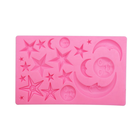 Star Moon Face Chocolate Clay DIY Silicone Mold, Pink, Gray