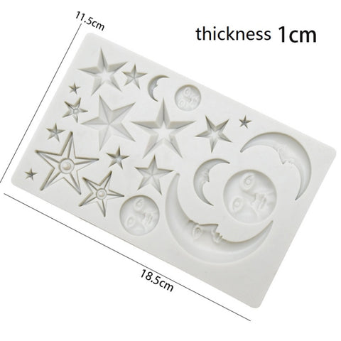 Star Moon Face Chocolate Clay DIY Silicone Mold, Pink, Gray