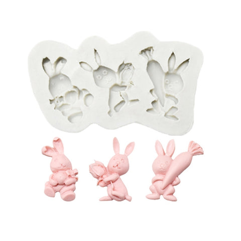 2 PCS Chocolate Baking Clay Silicone Mold, Specification: Three Rabbits, Three Rabbits, Double Egg, Carrot Rabbit, Bouquet Bunny