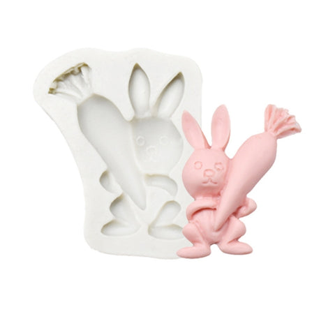 2 PCS Chocolate Baking Clay Silicone Mold, Specification: Three Rabbits, Three Rabbits, Double Egg, Carrot Rabbit, Bouquet Bunny