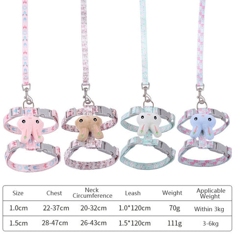 Rabbit Head Type Cat Traction Rope Anti-breakaway Adjustable Cat Leash, Small Suitable for Within 3kg, Large Suitable for 3-6kg
