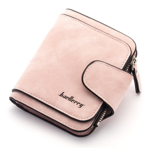 Baellerry Ladies Buckle Nubuck Leather Coin Purse Cute Small Fresh Student Wallet, Black, Rose Red, Light Blue, Brown, Light Pink, Grey, Deep Blue, Bright Red, Dark Red, Soot