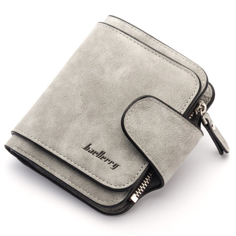 Baellerry Ladies Buckle Nubuck Leather Coin Purse Cute Small Fresh Student Wallet, Black, Rose Red, Light Blue, Brown, Light Pink, Grey, Deep Blue, Bright Red, Dark Red, Soot