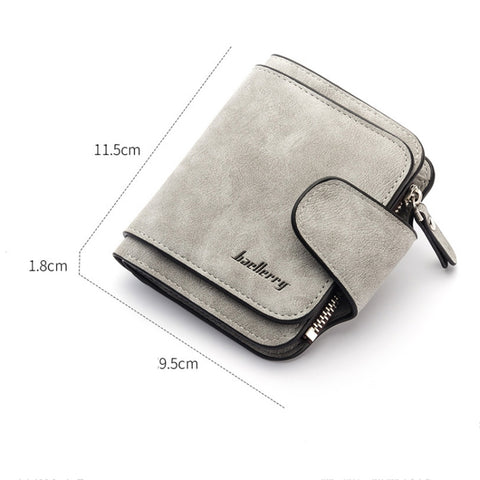 Baellerry Ladies Buckle Nubuck Leather Coin Purse Cute Small Fresh Student Wallet, Black, Rose Red, Light Blue, Brown, Light Pink, Grey, Deep Blue, Bright Red, Dark Red, Soot