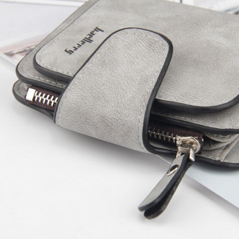 Baellerry Ladies Buckle Nubuck Leather Coin Purse Cute Small Fresh Student Wallet, Black, Rose Red, Light Blue, Brown, Light Pink, Grey, Deep Blue, Bright Red, Dark Red, Soot