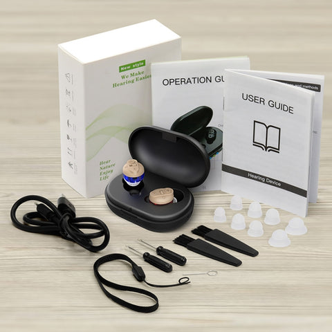 Old People Voice Amplifier Sound Collector Hearing Aid, Red Blue Double Machine + White Charging Bin, Red Blue Double Machine + Black Charging Bin, Skin Color Double Machine + Black Charging Bin, Skin Color Double Machine + White Charging Bin, Black   ...