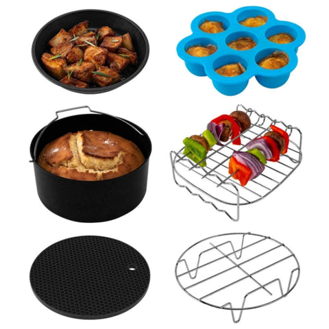 Air Fryer Baking Accessories Stainless Steel Set, 6 PCS/Set 6 inch, 6 PCS/Set 7 inch, 6 PCS/Set 8 inch
