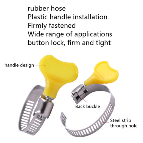 50 PCS Plastic Handle Stainless Steel Throat Clamp Buckle Water Pipe Clamp, Plastic Pipe Clamp