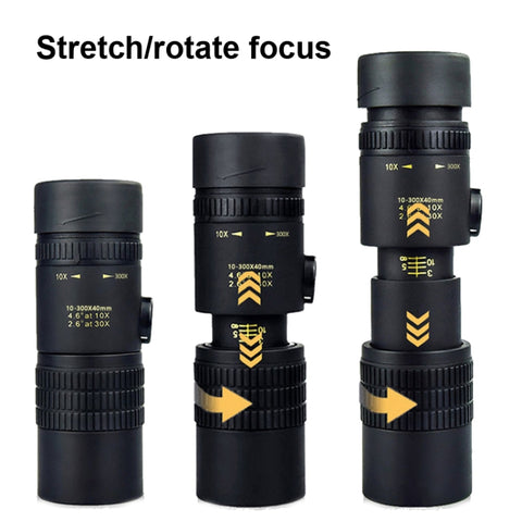 10-300x40 Monocular HD Telescope BAK4 Prism Telescope,Style:, Standard, With Photo Holder+Tripod