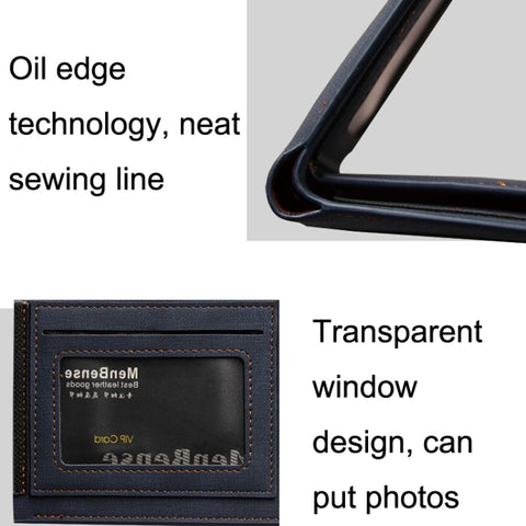 MenBense Large Capacity Short Multi-Card Matte Wallet, Blue, Black, Dark Brown, Light Brown