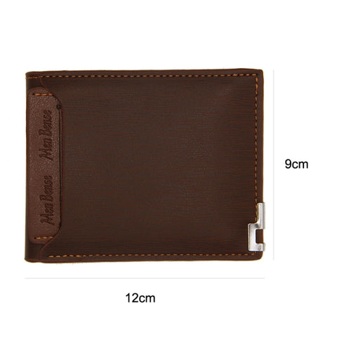 MenBense Short Fashion Leisure Iron Side Pumping Card Clip Wallet, Black, Dark Brown, Light Brown