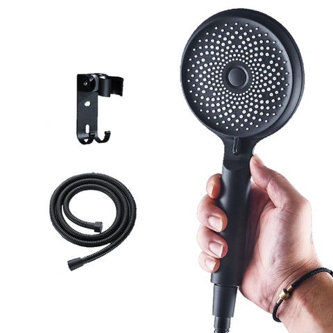 Home Handheld Silicone Supercharged Shower Nozzle, Style:, White, Black, Silver, White+Soft Tube+Space Aluminum Seat, Black+Soft Tube+Space Aluminum Seat, Silver+Soft Tube+Space Aluminum Seat