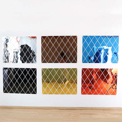 Rhombus Stitching Background Acrylic Mirror Decorative Stickers, Golden Small, Golden Medium, Golden Large, Silver Small, Silver Medium, Silver Large, Black Small, Black Medium, Black Large, Brown Small, Brown Medium, Brown Large, Blue Small, Blue Medi...