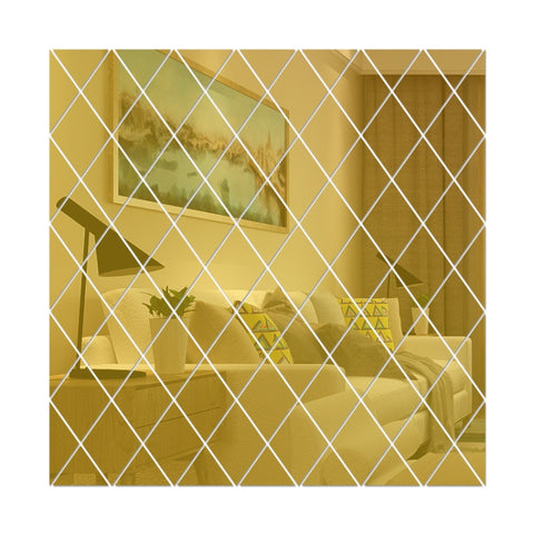 Rhombus Stitching Background Acrylic Mirror Decorative Stickers, Golden Small, Golden Medium, Golden Large, Silver Small, Silver Medium, Silver Large, Black Small, Black Medium, Black Large, Brown Small, Brown Medium, Brown Large, Blue Small, Blue Medi...
