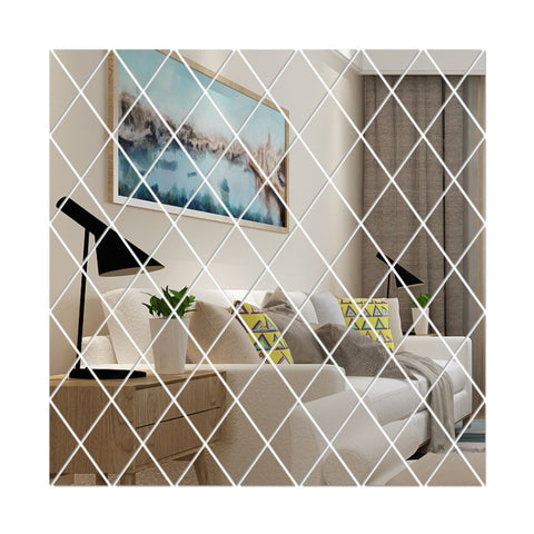 Rhombus Stitching Background Acrylic Mirror Decorative Stickers, Golden Small, Golden Medium, Golden Large, Silver Small, Silver Medium, Silver Large, Black Small, Black Medium, Black Large, Brown Small, Brown Medium, Brown Large, Blue Small, Blue Medi...