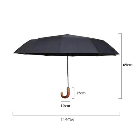 PARACHASE Large Ruggedized Shrink Retro Wind-Resistant Folding Umbrella, Blue, Black