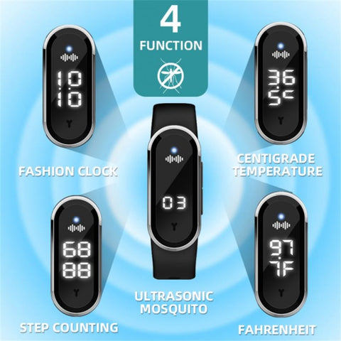 M21  Ultrasonic Mosquito Repellent Bracelet with Step Counter & Clock & Temperature Function, M21 (Black), M21 (White)
