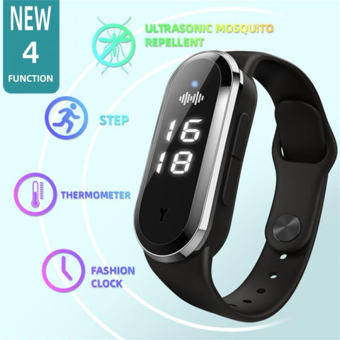 M21  Ultrasonic Mosquito Repellent Bracelet with Step Counter & Clock & Temperature Function, M21 (Black), M21 (White)