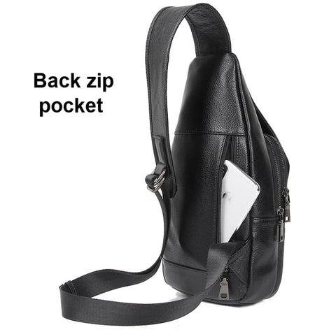 Casual Men Chest Bag First Layer Cowhide Messenger Bag