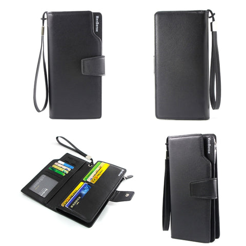 Menbense Fashion Business Simple Handbag PU Large Capacity Male Wallet, Black, Dark Brown