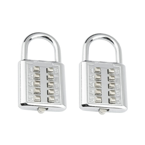 2 PCS 10-Bit Button Password Lock Cabinet Door Tool Box Button Padlock, Red, Electroplating White, Sky Blue, Black