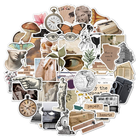 2 Sets 50 Pieces Literary Retro Sticker Pack Era English Diy Decoration Old Time Stickers, Literary Retro Sticker
