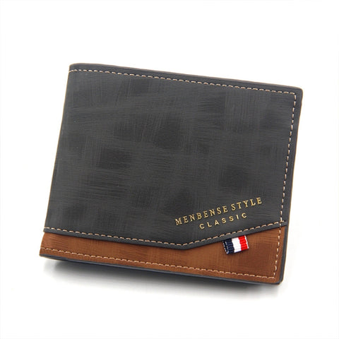 Menbense Hot Stamping Hinge Short Matte Multi-Card Large Capacity Male Wallet, D3301-4 Black, D3301-4 Light Brown, D3301-4 Dark Brown, D3301-5 Black, D3301-5 Light Brown, D3301-5 Dark Brown