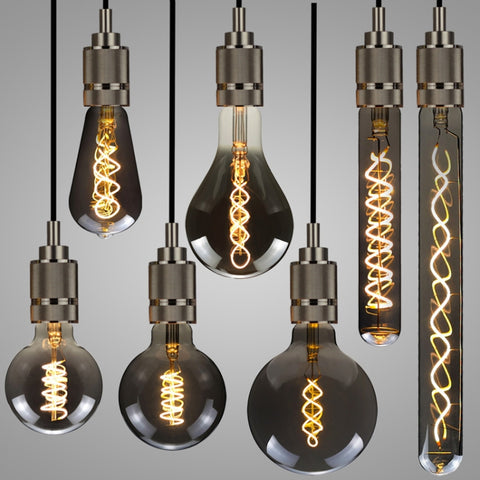 Electroplating Smoke Grey Warm Light LED Bulb Retro Lamp, ST64, G80, G95, T185, T300