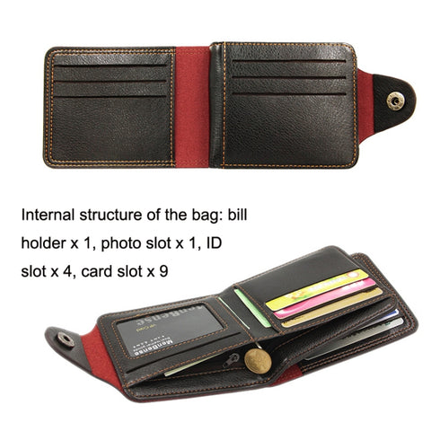 MenBense Men Multi-Card 2 Fold Short Wallet Carrying Card Case, Black, Brown
