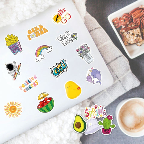 100 Pieces/Set Small Fresh Stickers Travel Waterproof Skateboard Guitar Stickers, Small Fresh Stickers