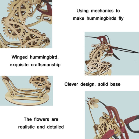 3D Wooden Mechanical Hummingbird Hand-Assembled Puzzle Model, Hummingbird