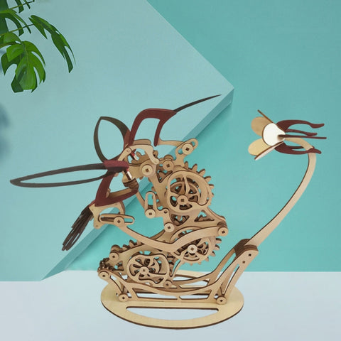 3D Wooden Mechanical Hummingbird Hand-Assembled Puzzle Model, Hummingbird