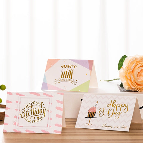 50 PCS Hot Stamping Embossed Birthday Card, 1, 2, 3, 4, 5, 6, 7, 8