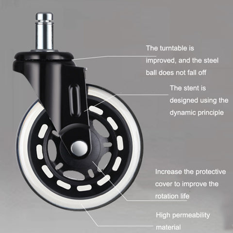 Furniture PU Universal Plug Caster Office Chair Mute Wheel, Size: 3 Inch, 2 Inch, 2.5 Inch, 3 Inch
