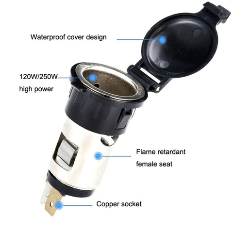 Car Modified Cigarette Lighter Waterproof Vehicle Charging Power Socket No Cigarette Type (with 1.5cm Line), Cigarette Type (with 1.5m Line), Cigarette Type (with 15cm Line), No Cigarette Type (with 1.5m Line), No Cigarette Type (with 15cm Line)