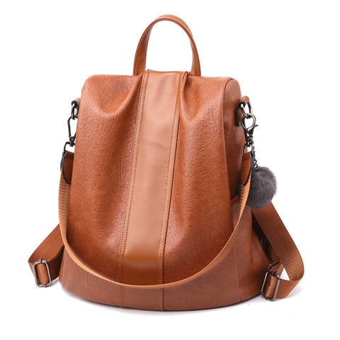 TFZ468 Vintage PU Soft Leather Ladies Backpack, Black, Khaki