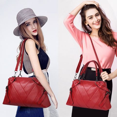TFZ 250 Geometric Colorblock Soft Leather Handbag, Red Wine, Green, Black, Dark Gray, Black White, Rubber Pink